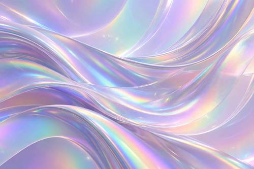 Iridescent holographic gradient, pastel rainbow sheen, smooth flowing shapes, futuristic abstract background