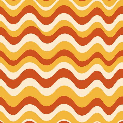 Seamless retro 70s wavy stripe pattern, mustard, rust and cream, groovy repeating background, flat
