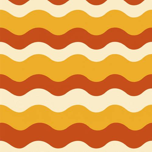Seamless retro 70s wavy stripe pattern, mustard, rust and cream, groovy repeating background, flat