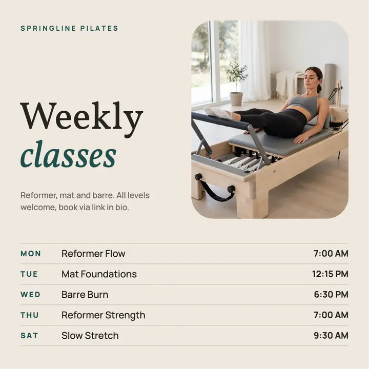 Weekly classes template