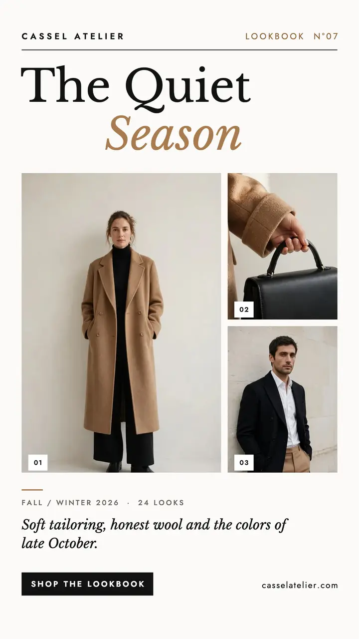Quiet season lookbook story template