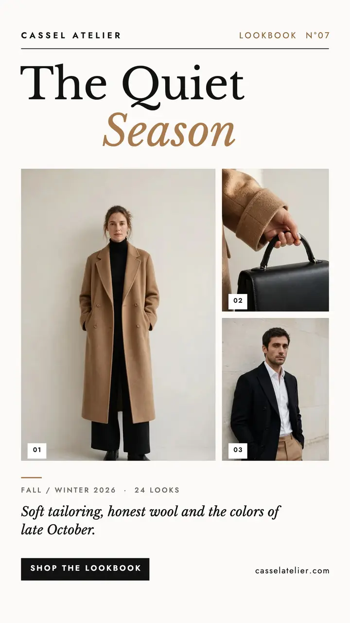 Quiet season lookbook story template