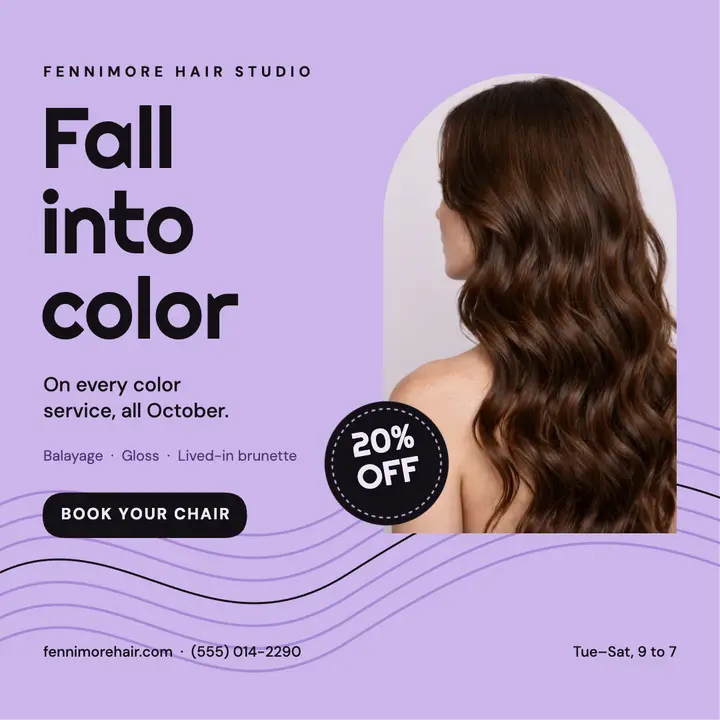 Lilac wave hair salon promo template