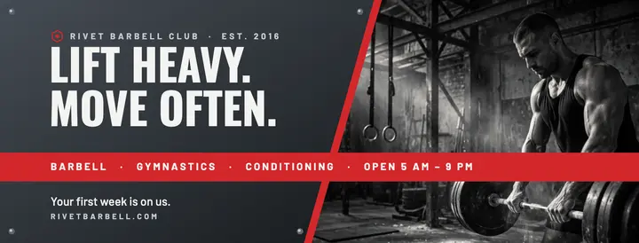Steel and red functional fitness cover template