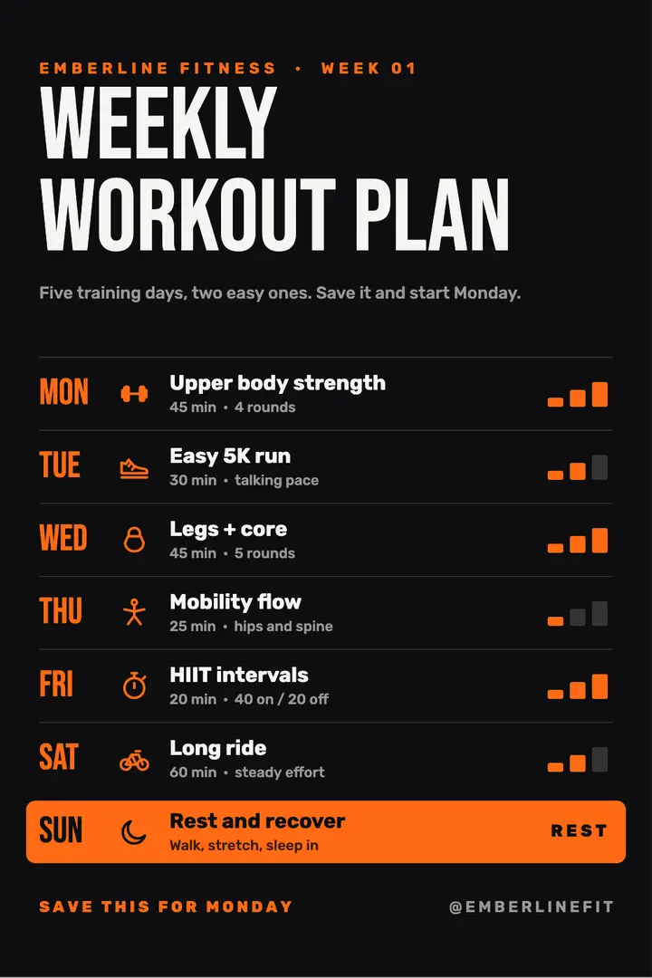 Neon weekly workout plan template