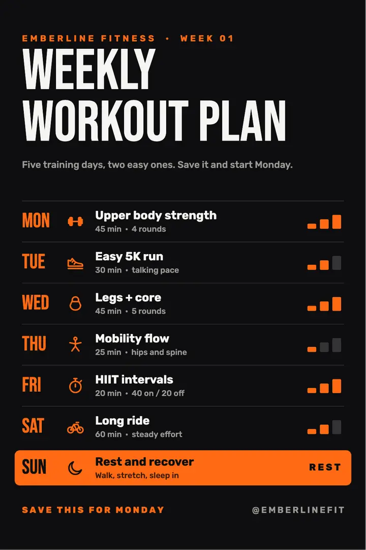 Neon weekly workout plan template