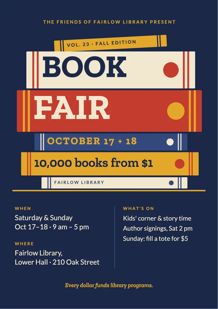 Stacked spines book fair flyer template
