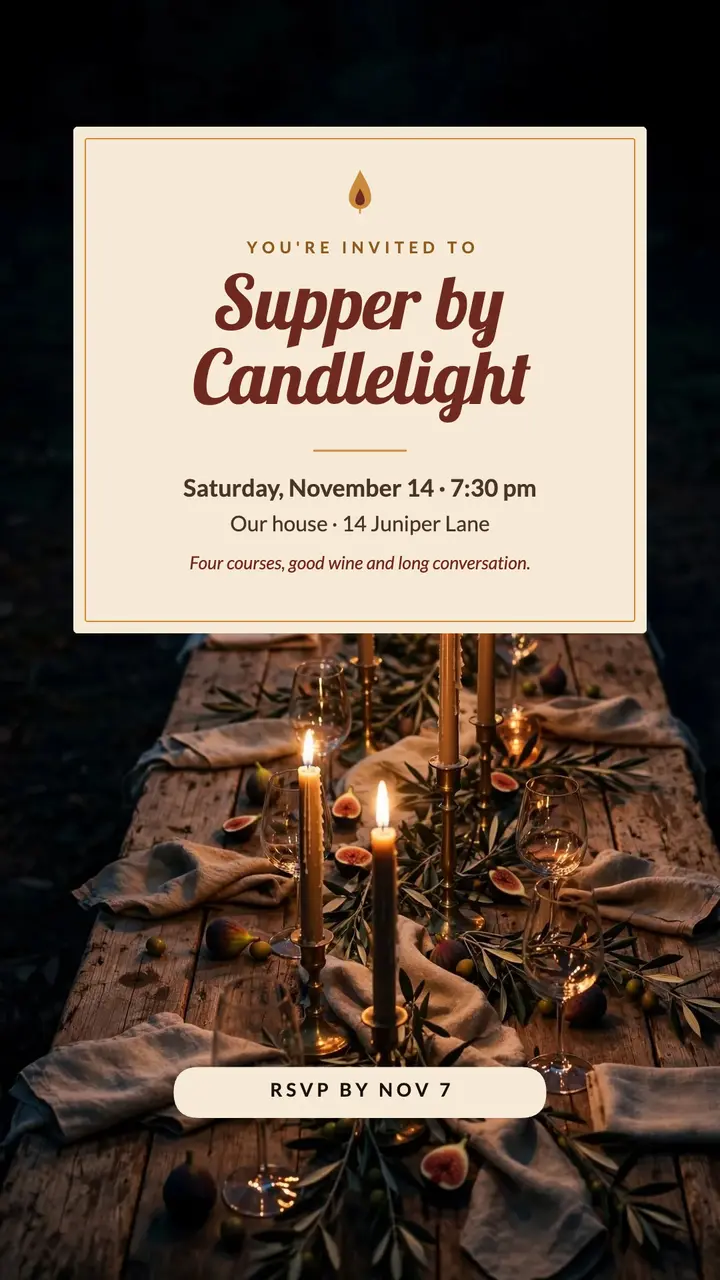 Candlelit supper invite story template