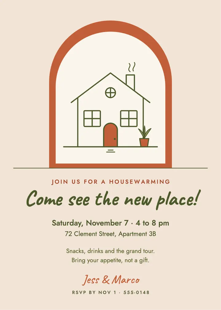 New front door housewarming invite template