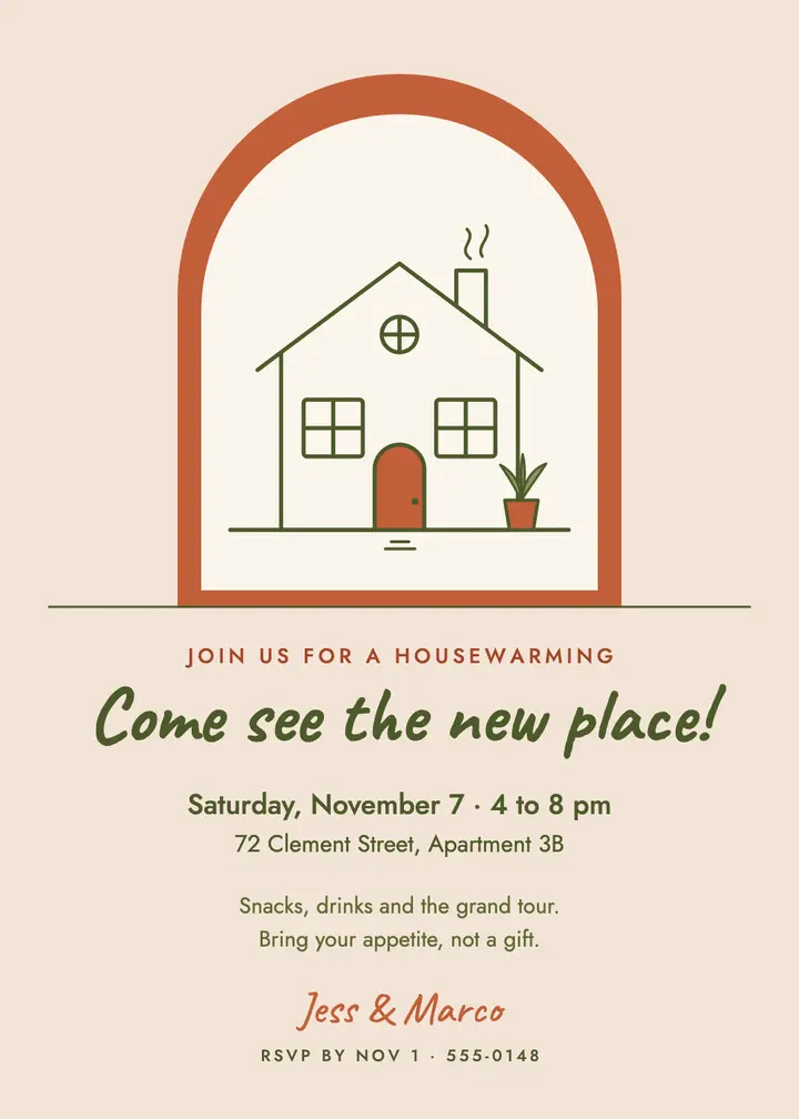 New front door housewarming invite template