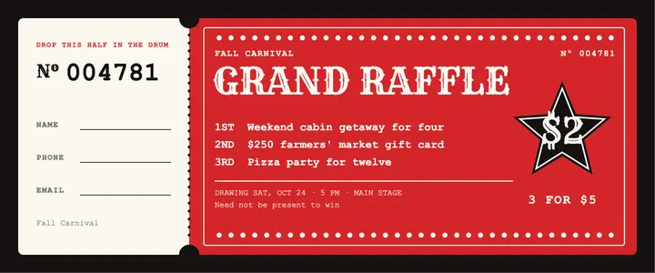 Carnival grand raffle ticket template