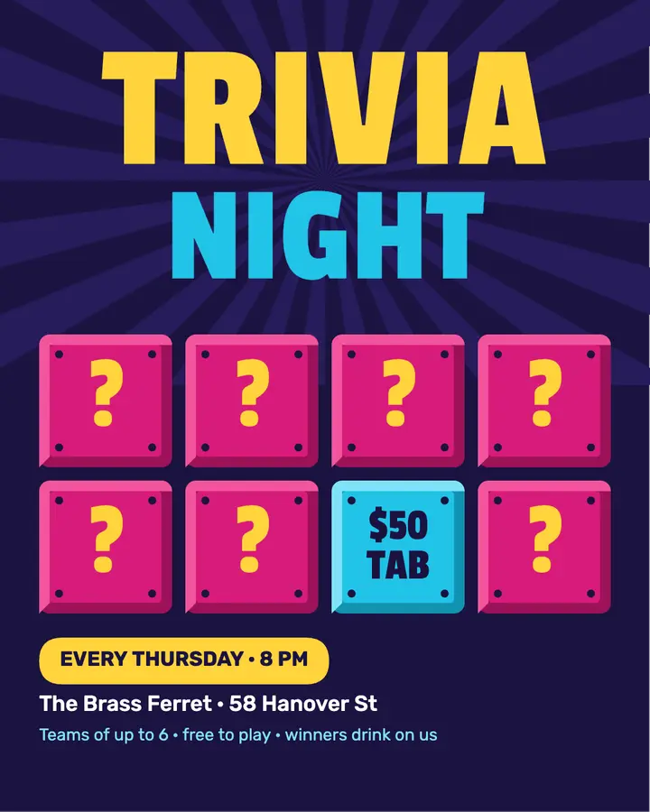 Game show trivia night post template