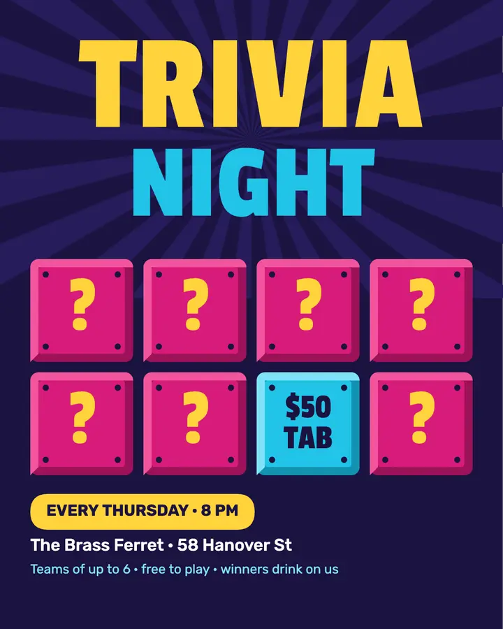 Game show trivia night post template