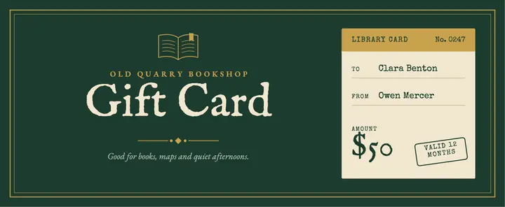 Vintage library bookstore gift card template