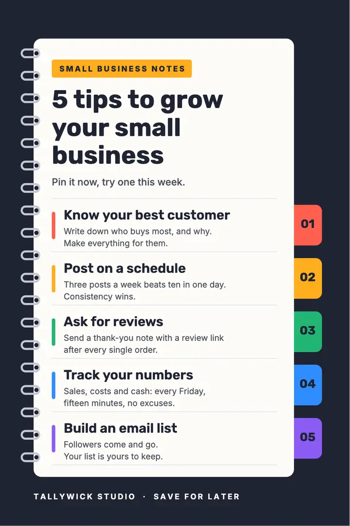 Notebook tabs business tips template