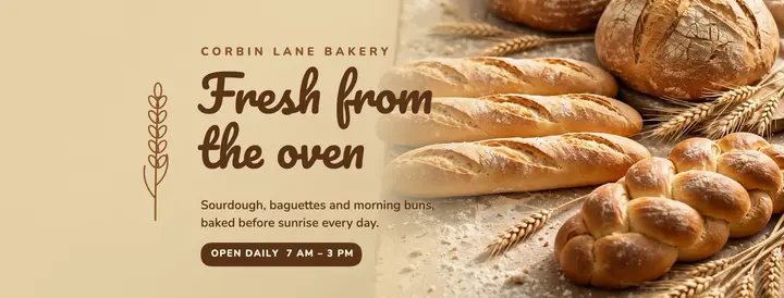 Fresh from the oven bakery cover template