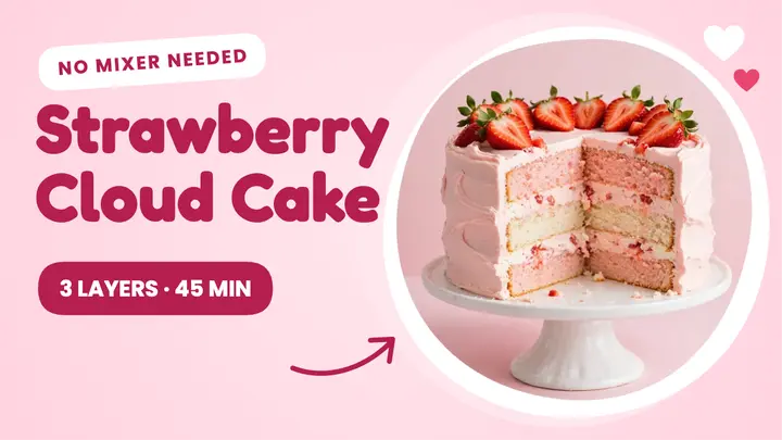 Strawberry cloud cake thumbnail template