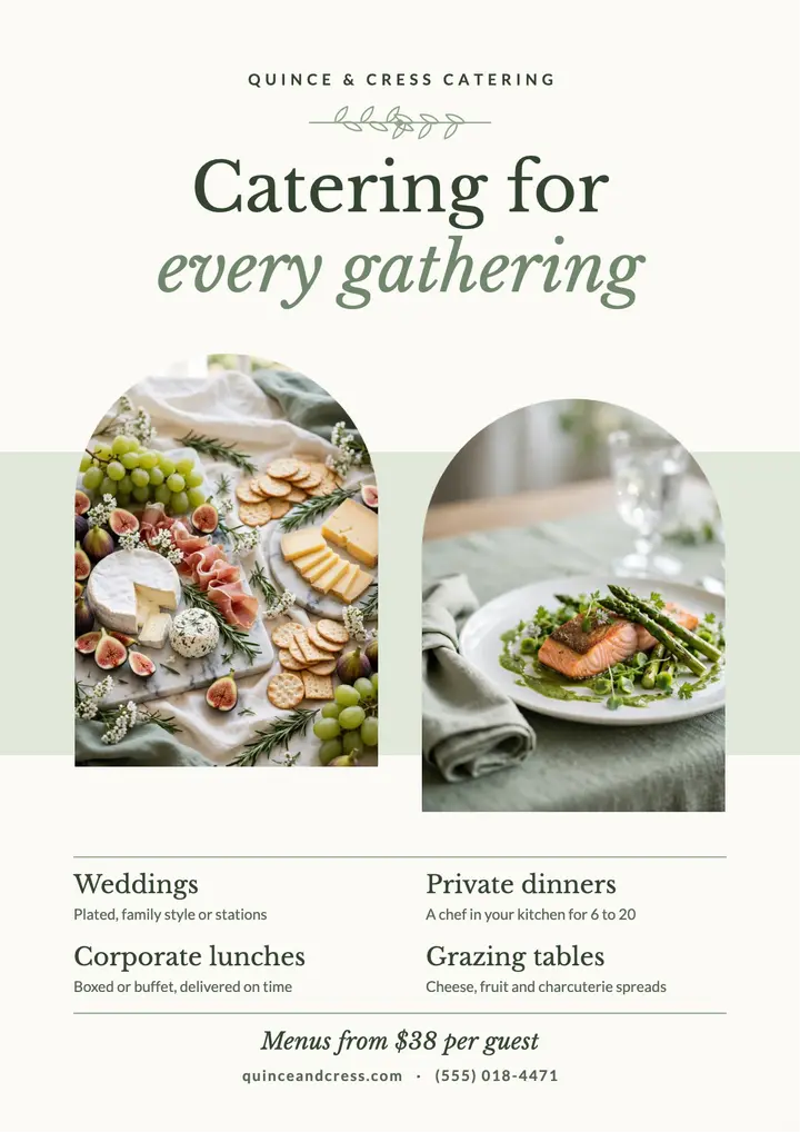Sage arch catering flyer template
