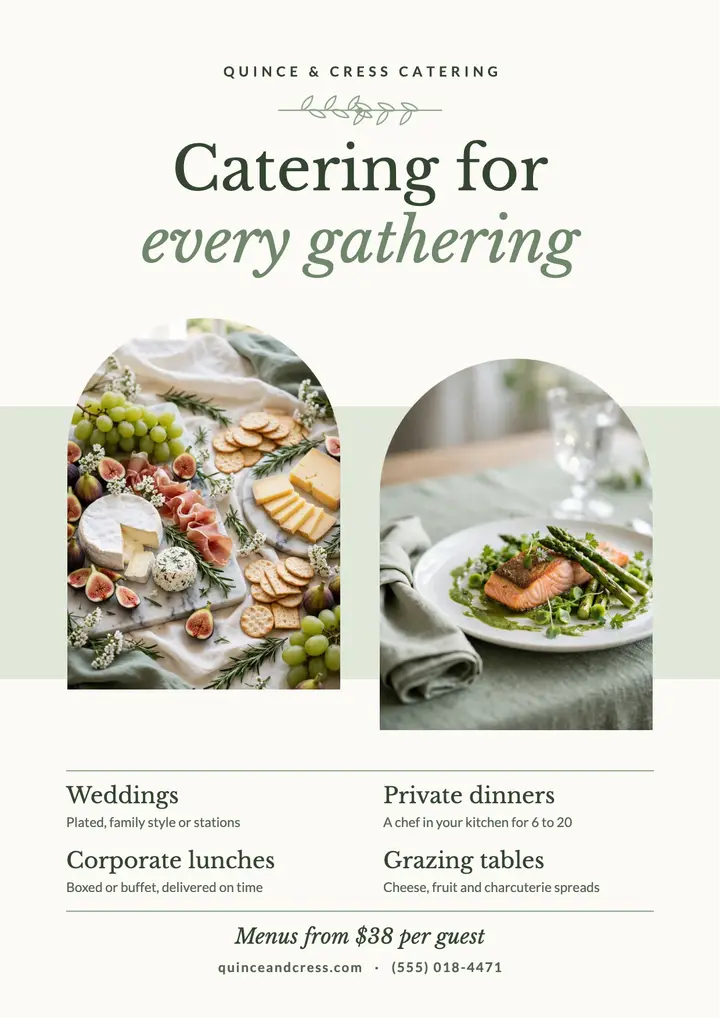Sage arch catering flyer template