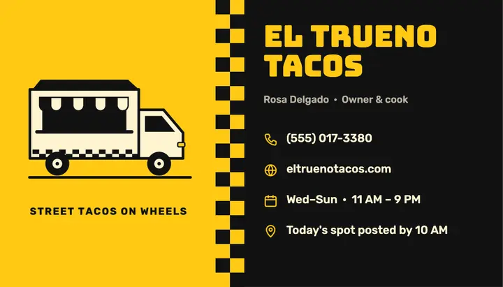 Bold food truck card template