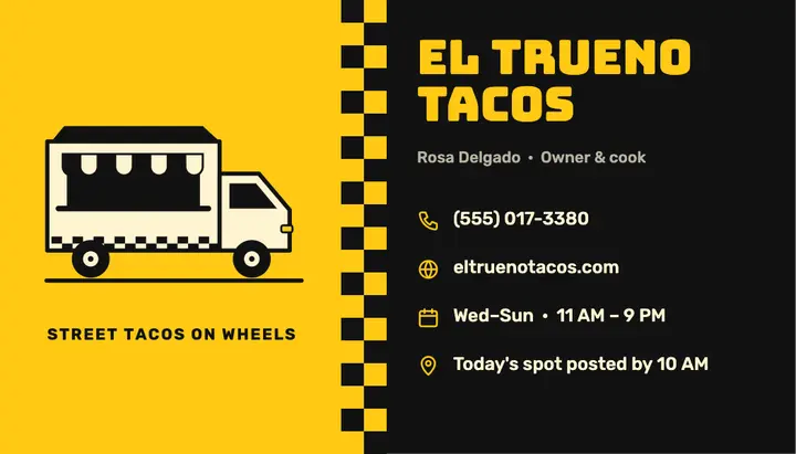 Bold food truck card template