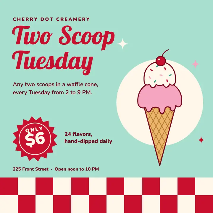 Two Scoop Tuesday diner post template