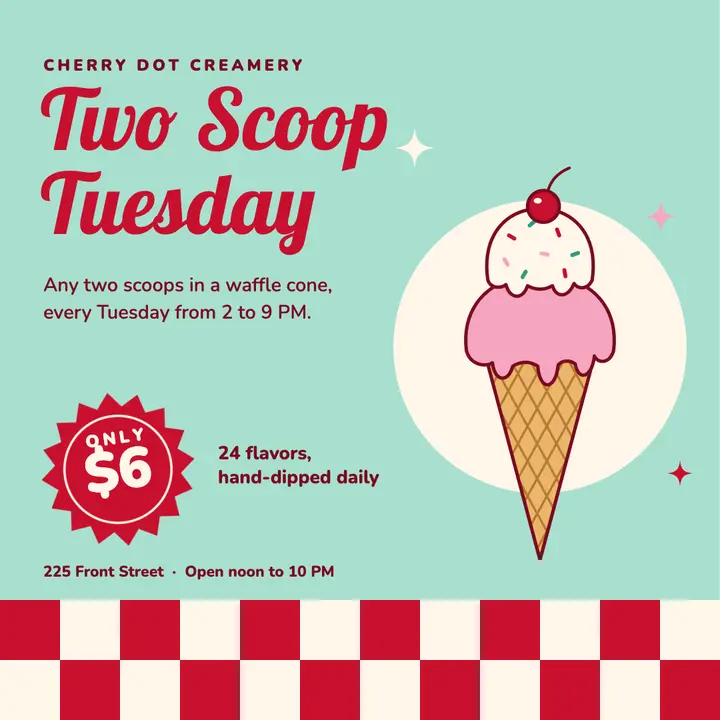 Two Scoop Tuesday diner post template