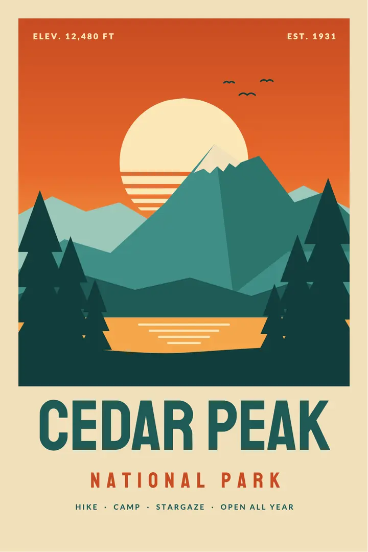 Sunset peak park poster template