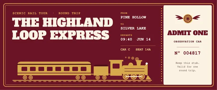 Burgundy heritage rail pass template