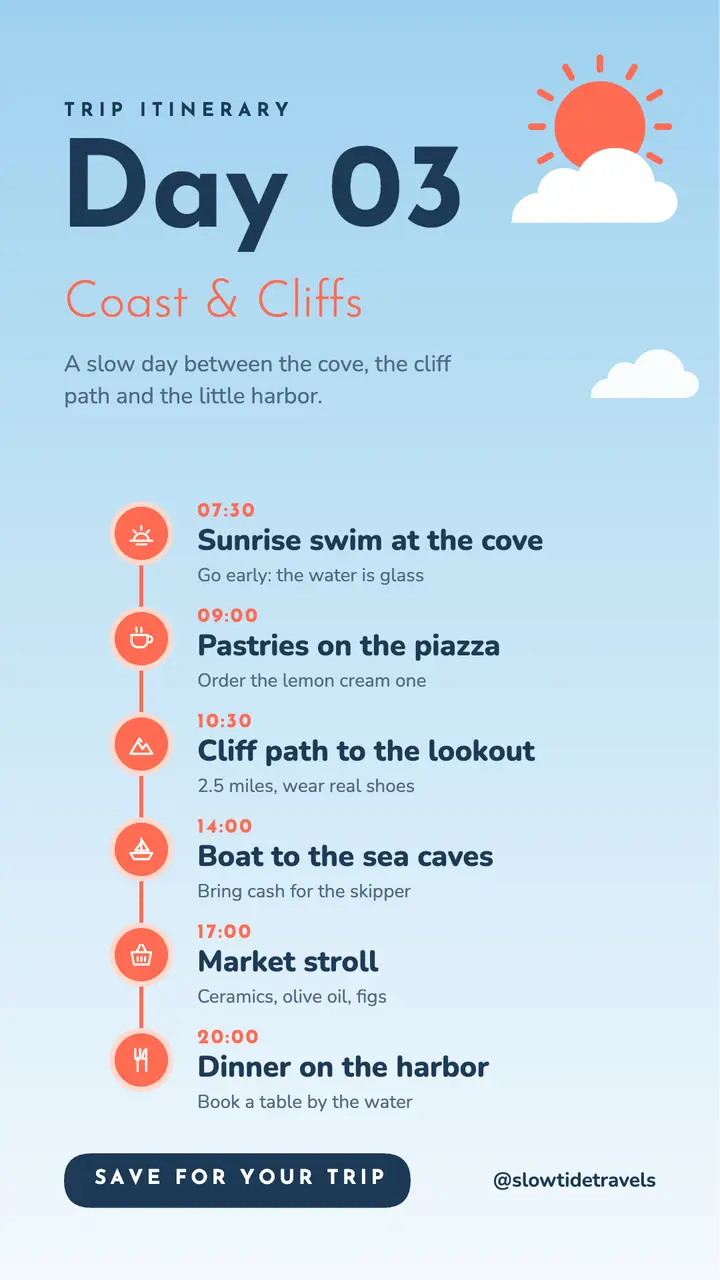 Sky blue day itinerary template