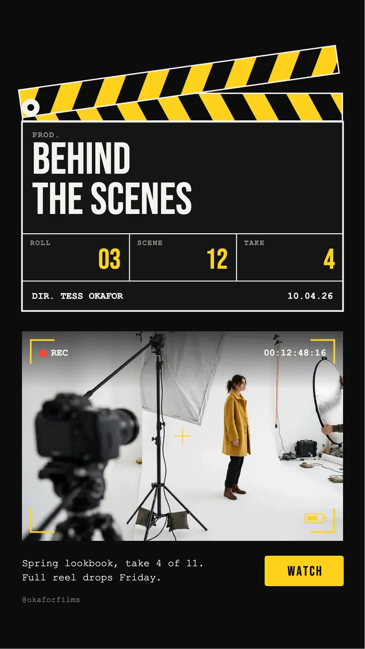 Clapperboard behind the scenes template