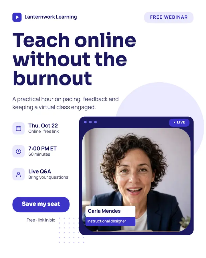 Indigo video-call webinar post template