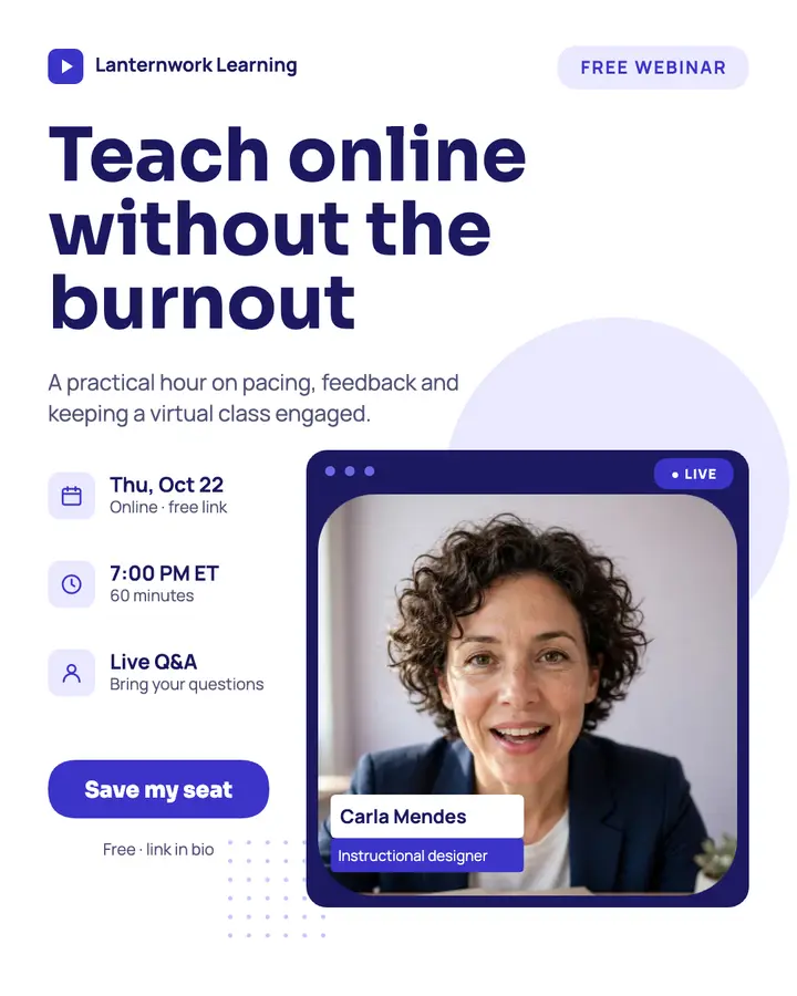 Indigo video-call webinar post template