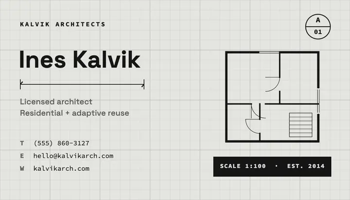 Drafting grid architect card template