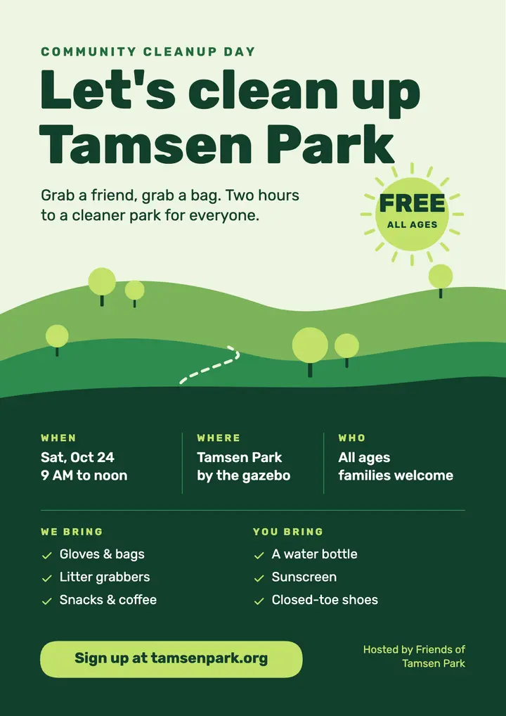 Neighborhood park cleanup flyer template