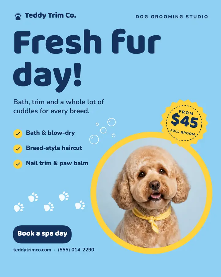 Fresh fur day dog grooming post template