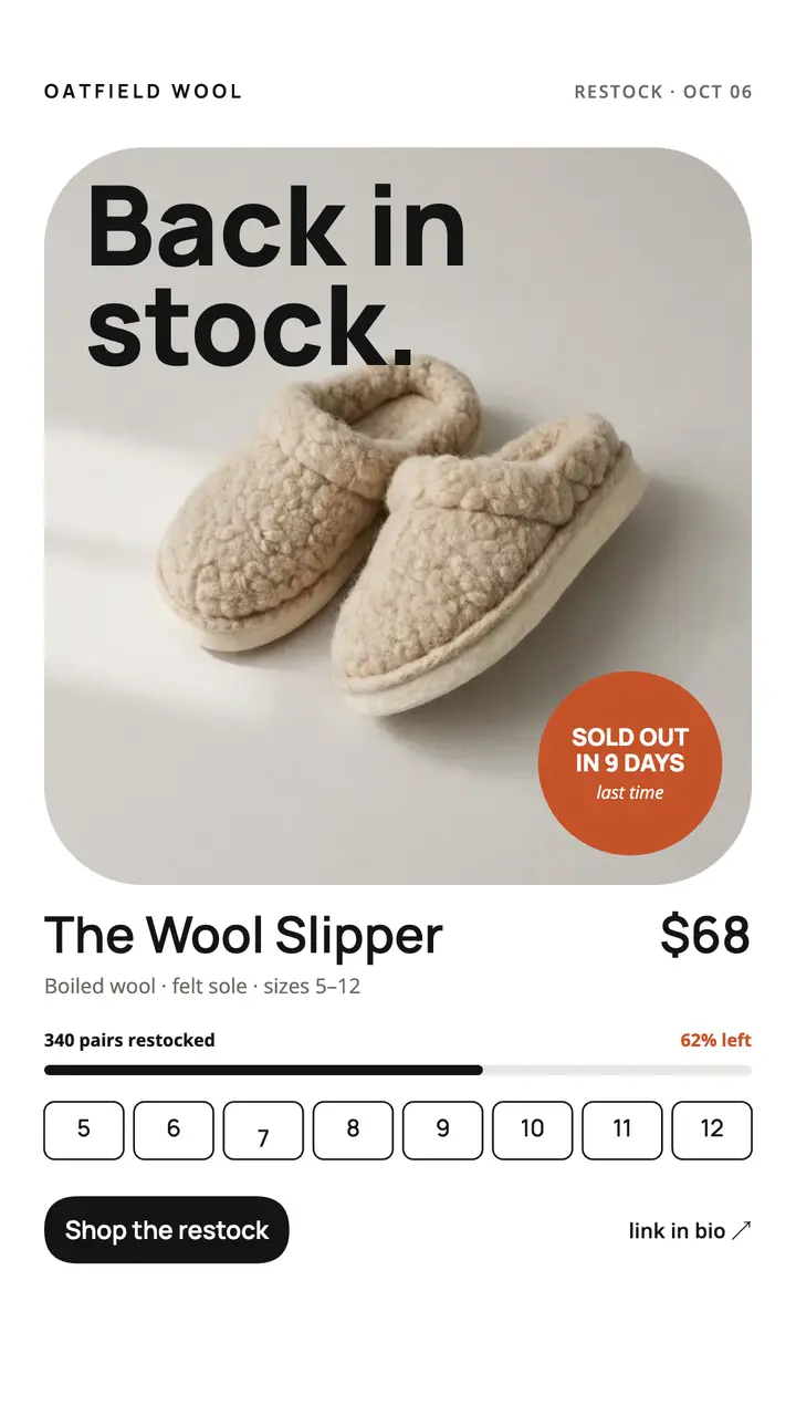 Restock product story template