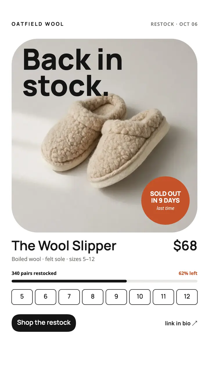 Restock product story template
