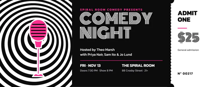 Op-art comedy night ticket template