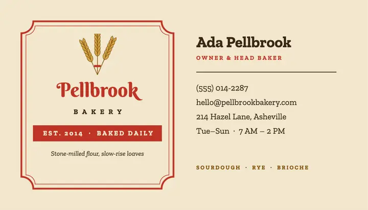 Seed-packet bakery business card template