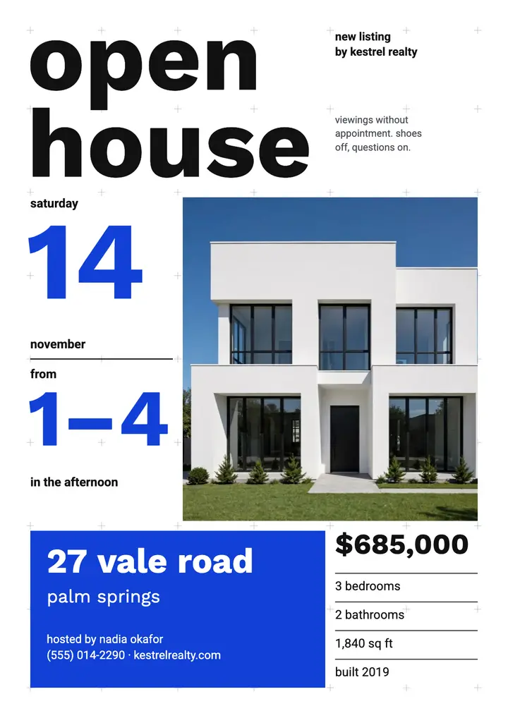Grid modern open house flyer template