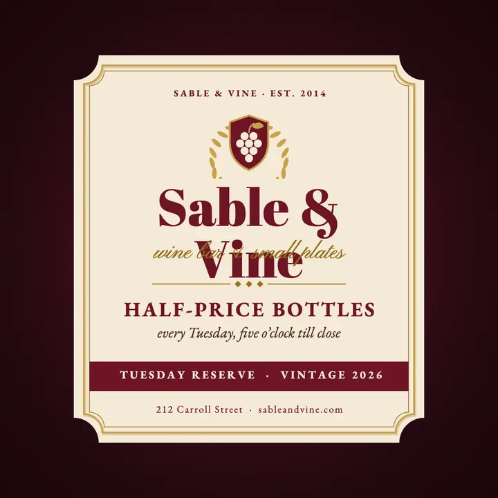 Wine label wine bar post template