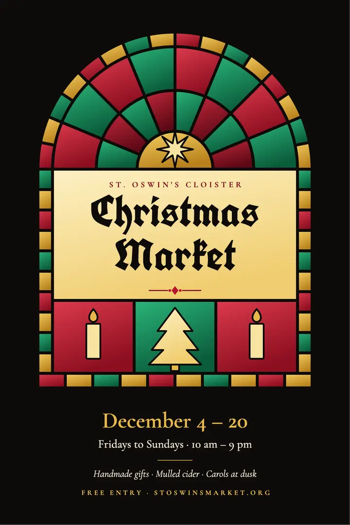 Stained glass Christmas market poster template
