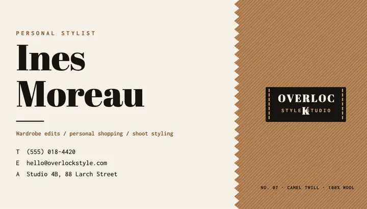 Fabric swatch stylist business card template