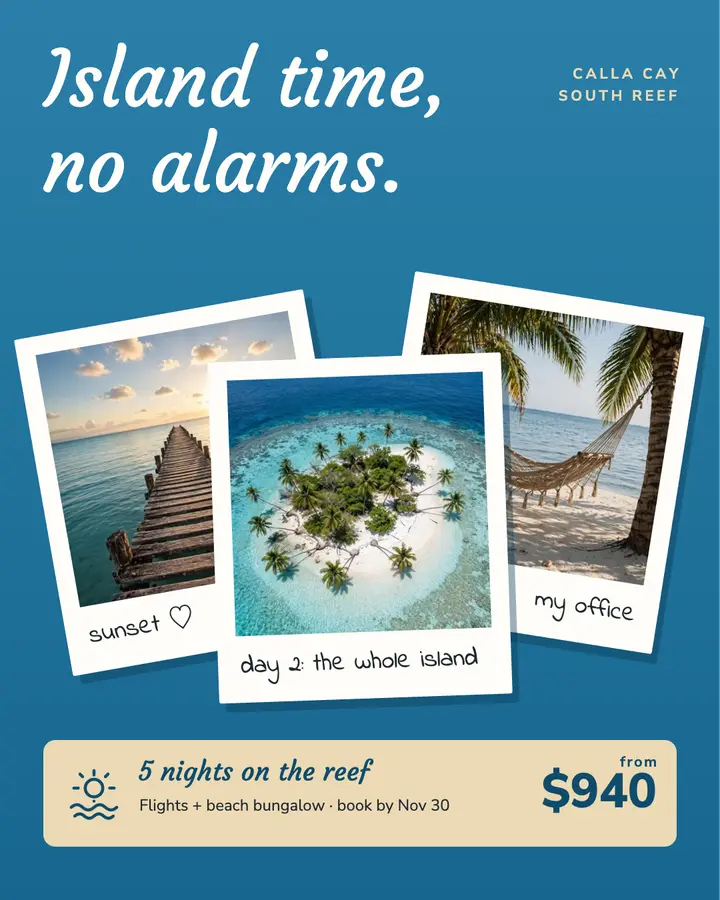 Instant photo stack island getaway post template