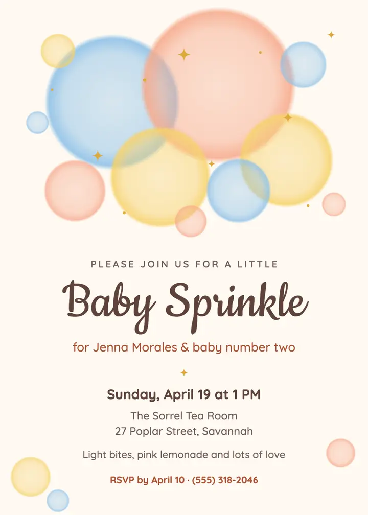 Watercolor dots baby sprinkle invitation template