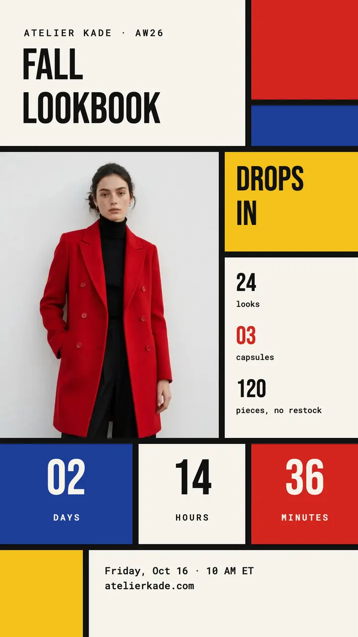 De Stijl lookbook countdown story template