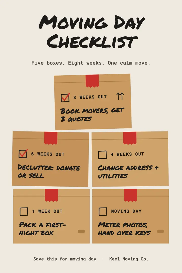 Moving boxes checklist pin template