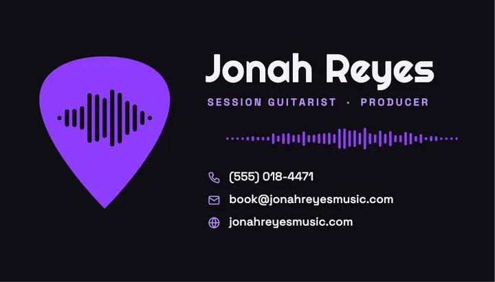 Guitar pick musician business card template