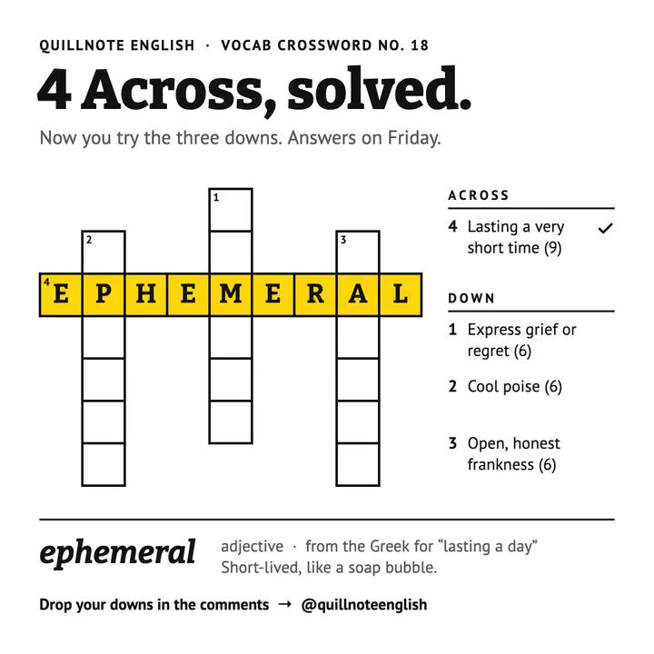 Crossword vocabulary quiz post template